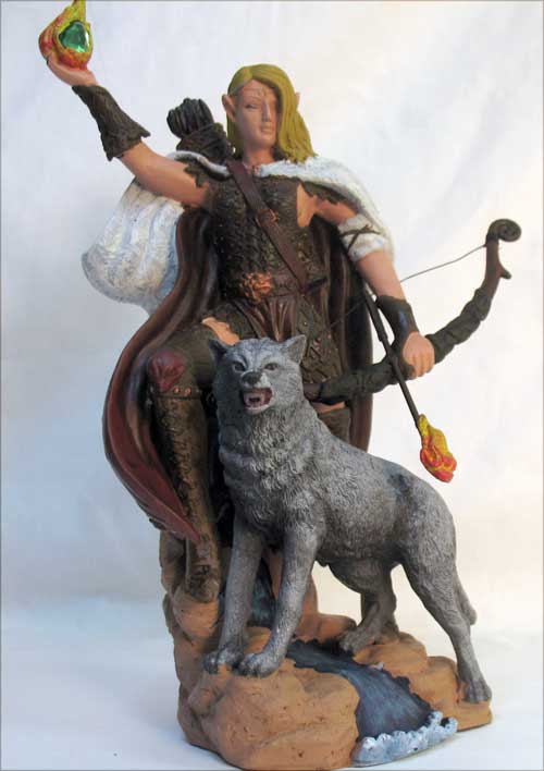 warrior and wolf figure resin