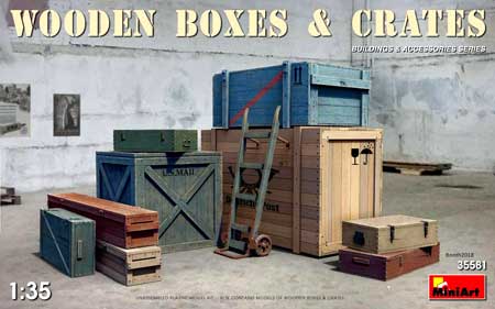 MiniArt Wooden Boxes  CRATES Plastic Models KIT  Scale