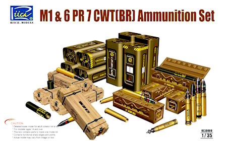 Riich Models U.S. M1 57mm and 6 PR 7 CWT(BR) Ammunition Set Set of 4) (1/35 Scale