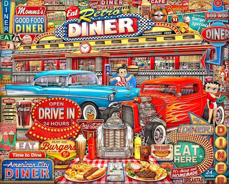 
Springbok's 1000 Piece Jigsaw Puzzle Retro Diner - Made in USA