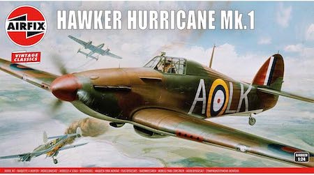 Airfix Vintage Classics Hawker Hurricane MK I 1:24 WWI Military Aviation Plastic Model Kit A14002V