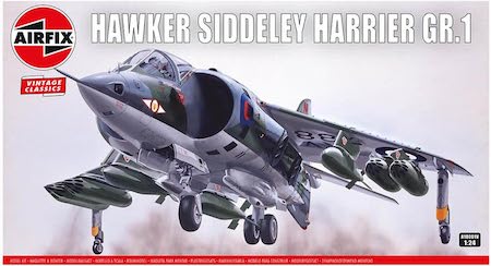 
Airfix Vintage Classics Hawker Siddeley Harrier GR I 1:24 RAF Military Aviation Plastic Model Kit A18001V