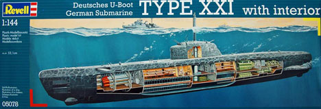 revell type xxi u-2540 uboat submarine with interior Model Kits