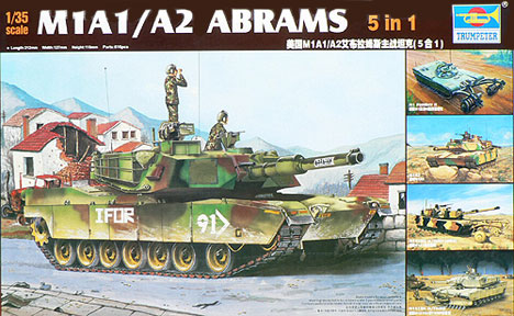 Trumpeter 1/35 M1A1/A2 Tank, 5-in-1