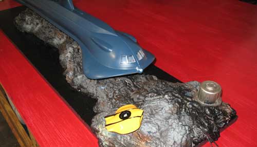 moebius seaview from the front on base with flying sub