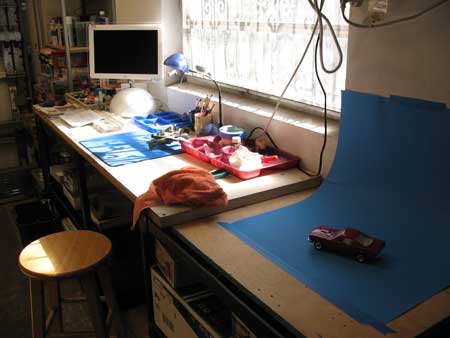 model workbench near window