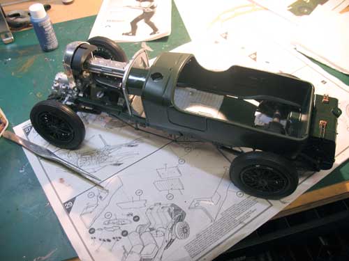 airfix bentley model on bench
