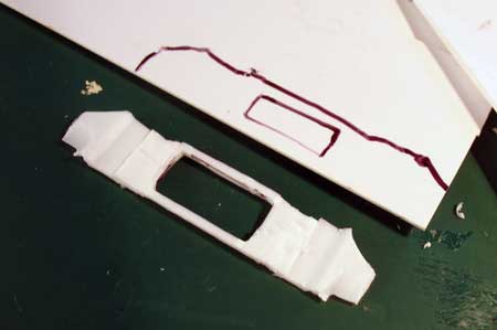 amt ford fairlane radiator support cut from sheet plastic